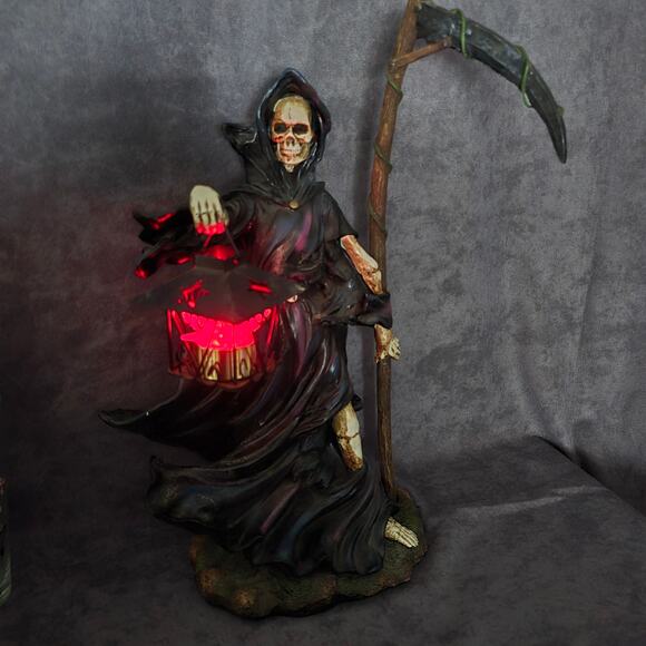 DWK Gothic Grim Reaper Holding Tealight Candle Lantern Statue Removable Scythe - Picture 14 of 14